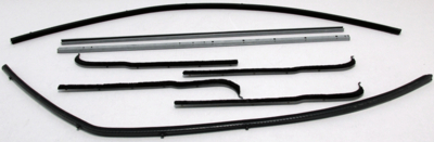 1961-1966 Ford Pickup F100-F250 Black Bead Superkit Authentic Window Felts Whiskers Kit, Division Bars & Upper Channels (8pcs)